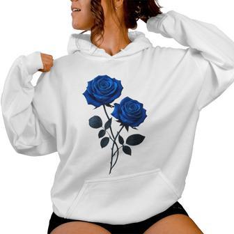青いバラ 花 カップル ゴシック ファンタジー 花 美的 アート レディースパーカー - Kawaiitshirt