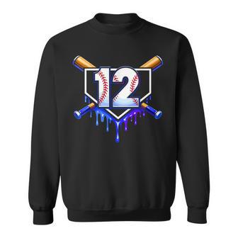 12Th Birthday Baseball 12 Years Ice Cream Drip Boys Baseball Sweatshirt - Monsterry