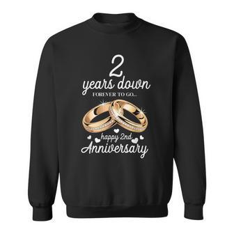 2 Years Down Forever To Go Happy 2Nd Anniversary Couples Sweatshirt - Thegiftio UK
