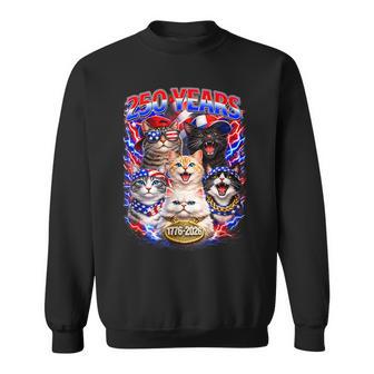 250 Years Cat American Flag 250Th Anniversary 4Th Of July Sweatshirt - Monsterry