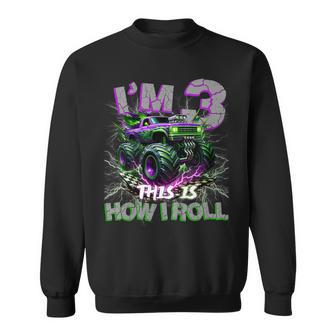 Im 3 Monster Truck 3Rd Birthday Boy Party Matching Family Sweatshirt - Thegiftio UK