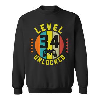 34 Anni Compleanno Regalo Gamer Level 34 Unlocked Felpa - Novitaregali
