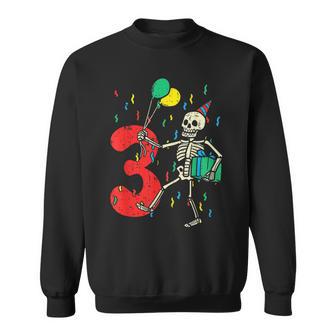 My 3Rd Birthday Skeleton Halloween 3 Year Old Sweatshirt - Monsterry