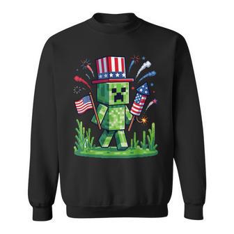 4Th Of July Gamer Pixel Us Flag Gaming Patriotic Kids Boys Sweatshirt - Thegiftio UK
