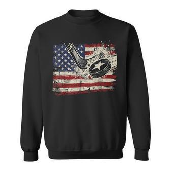 4Th Of July Ice Hockey Puck Us Flag Patriotic Boys Kids Sweatshirt - Monsterry