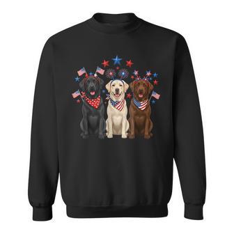 4Th Of July Three Labrador Retrievers Patriotic Dog Lover Sweatshirt - Thegiftio UK