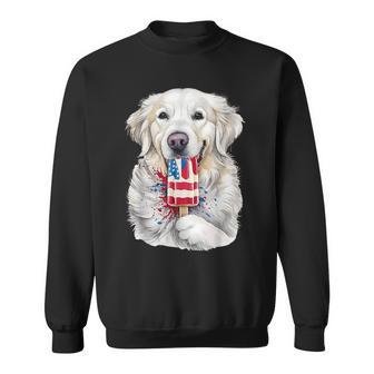 4Th Of July White English Cream Golden Retriever Popsicle Sweatshirt - Thegiftio UK