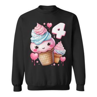 4歳のバースデーガール アイスクリーム 背番号4 スウェットシャツ - Kawaiitshirt
