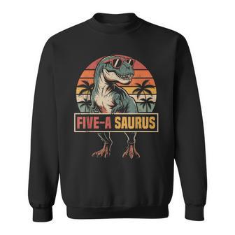 5Th Birthday 5 Yrs Old T Rex Dinosaur Family Matching Sweatshirt | Seseable UK