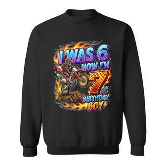I Was 6 Now I'm 7 Year Old Birthday Boy Motocross 7Th Sweatshirt - Thegiftio UK