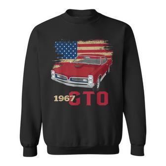 67 1967 Gto Silhouette Muscle Car American Flag Sweatshirt - Thegiftio UK