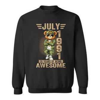 7月35日 誕生日デコレーション メンズ 35歳 1991年 35歳 テディベア スウェットシャツ - Kawaiitshirt