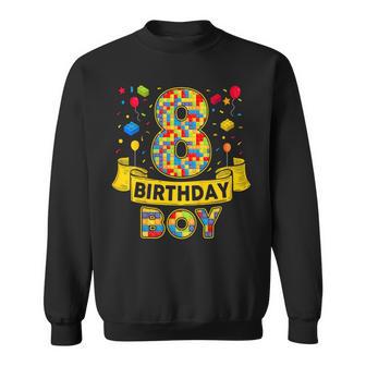 8 Year Old Birthday Boy Bricks 8Th Birthday Boy Eight Bday Sweatshirt - Thegiftio UK