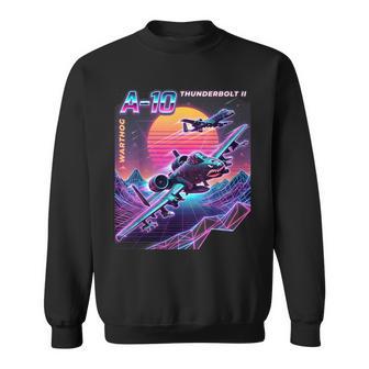 A-10 Warthog Jet Airplane 80S Synth Wave Graphic Sweatshirt - Thegiftio UK