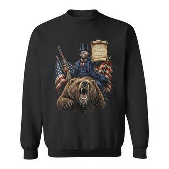 Abe Lincoln Riding Bear With Declaration Patriotic 4Th Sweatshirt - Thegiftio UK
