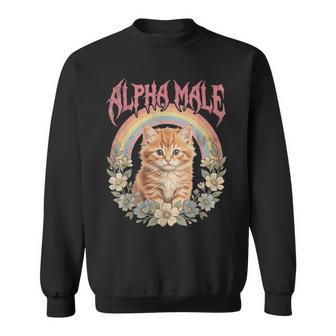 Alpha Male Gatito Divertido Gato Arco Iris Flores Camisa de entrenamiento - Regaloses