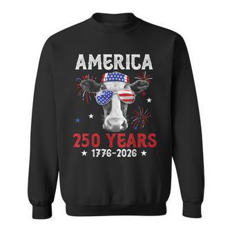 America 250 Years 4Th Of July 1776-2026 Cow Sunglasses Moo Sweatshirt - Thegiftio UK