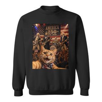 America 250Th Anniversary Cat Selfie Rock Concert 4Th July Sweatshirt - Thegiftio UK