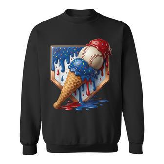 American Distressed Baseball Boys Ice Cream Drip Baseball Sweatshirt | Mazezy