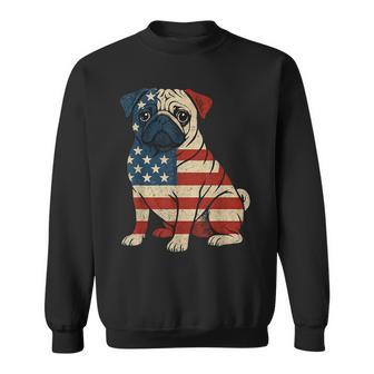 American Flag Dog Pug 4Th Of July Sweatshirt - Thegiftio UK