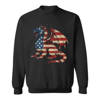 American Flag Dragon 4Th Of July Sweatshirt - Monsterry