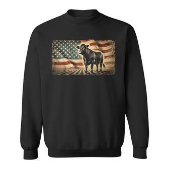 Angus Rancher Usa American Flag Cow Sweatshirt - Thegiftio UK