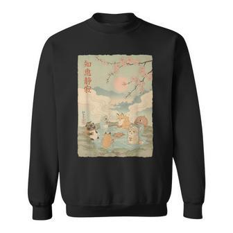 Animaux Japonais Onsen Kawaii Fleurs De Cerisier Relaxation Sweater e - Cadeauxyz