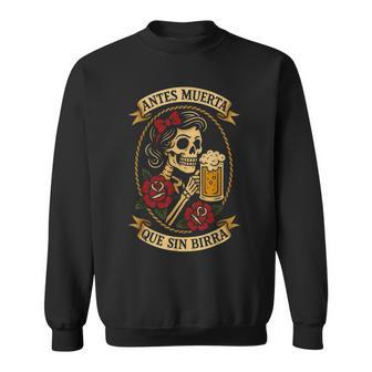 Antes Muerta Quein Birra Calavera Cerveza Humor Tatuaje Camisa de entrenamiento - Regaloses