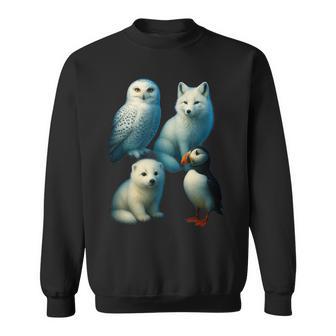 Arctic Animals コラージュ シロフクロウ キツネアザラシ ツノメ スウェットシャツ - Kawaiitshirt
