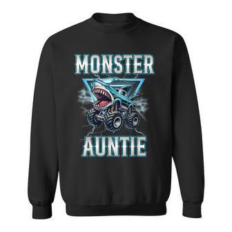Auntie Of The Birthday Boy Monster Truck Birthday Family Sweatshirt - Thegiftio UK