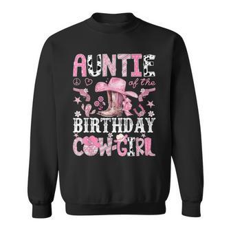 Auntie Of The Birthday Cow-Girl Pink Disco Rodeo Auntie Sweatshirt - Thegiftio UK