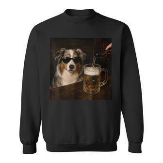 Australian Shepherd Drinking Beer Dog Meme Sweatshirt - Thegiftio UK