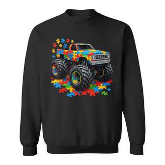 Autism Awareness Monster Truck Puzzle Sweatshirt - Thegiftio UK
