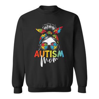 Autismo Mamá Moño Desordenado Color Puzzle Autismo Conciencia Autista Camisa de entrenamiento - Regaloses