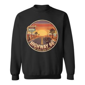 On Back Highway 66 100 Years 1926-2026 Classic Car Lover Sweatshirt - Thegiftio UK
