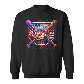 Baseball Drip American Flag For Boys Kids Youth 4Th Of July Sweatshirt - Thegiftio UK