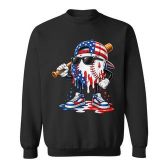 Baseball Drip Ice Cream Boys Kids Baseball Drip 4Th Of July Sweatshirt - Thegiftio UK