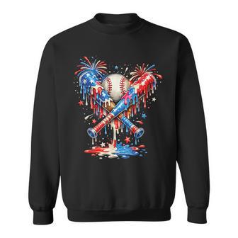 Baseball Drip Ice Cream Patriot American Flag 4Th Of July Sweatshirt - Thegiftio UK