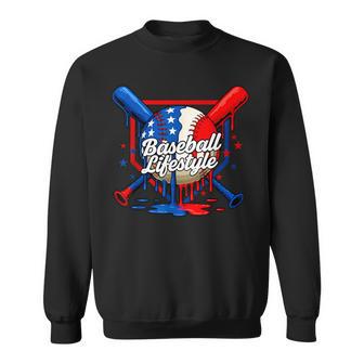 Baseball Drip Lifestyle Usa Us Flag Patriotic Boys Youth Kid Sweatshirt - Thegiftio UK