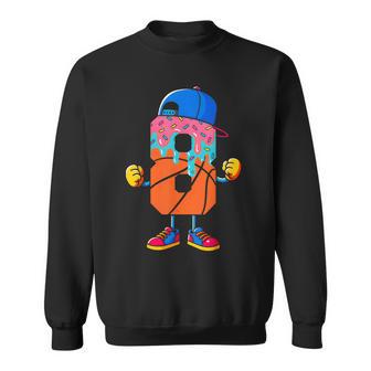 Basketball 8 Year Old Ice Cream Drip Youth 8Th Birthday Boy Sweatshirt - Monsterry