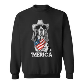 Basset Hound American Flag Bandana Cowboy Hat Sunglasses Sweatshirt - Thegiftio UK