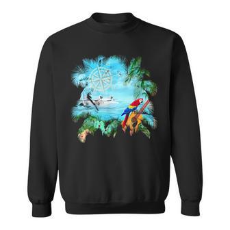 Beachside Dream Seaplane Parrot And Guitar Sweatshirt - Thegiftio UK