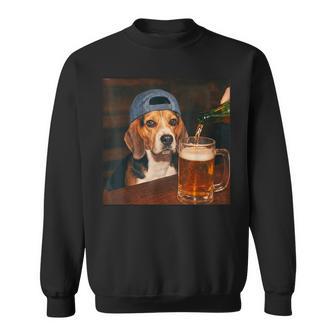Beagle Drinking Beer Fathers Day Dog Meme Sweatshirt - Thegiftio