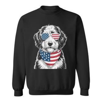 Bernedoodle Dog Usa Flag Sunglasses Patriotic 4Th Of July Sweatshirt - Thegiftio UK