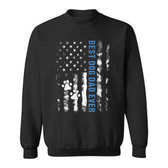 Best Dog Dad Ever American Flag Father's Day Dog Lover Paw Sweatshirt - Thegiftio