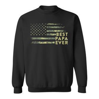 Best Papa Ever Camo American Flag Dad Fathers Day Mens Sweatshirt - Thegiftio UK
