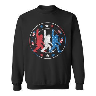 Big Foot Fireworks 4Th Of July Sasquatch American Us Flag Sweatshirt - Monsterry