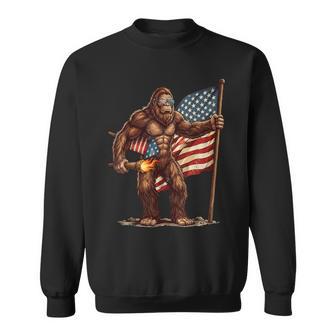 Bigfoot 4Th Of July Fireworks Sasquatch American Flag Sweatshirt - Thegiftio UK