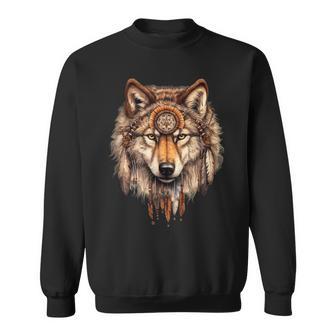 Bijoux Indiens Loup Avec Ésotérique Motif Loup Sweater e - Cadeauxyz