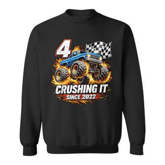Birthday Monster Truck 4 Year Old Boys 4Th Party Born 2022 Sweatshirt - Thegiftio UK